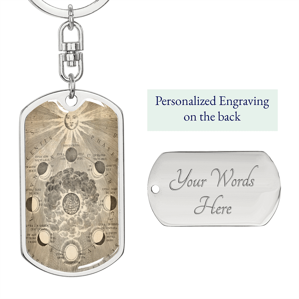 Celestial Galaxy Keychain Stainless Steel or 18k Gold Dog Tag Keyring-Express Your Love Gifts