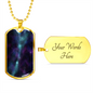 Celestial Galaxy Necklace Stainless Steel or 18k Gold Dog Tag 24" Chain-Express Your Love Gifts