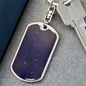 Celestial Galaxy Purple Keychain Stainless Steel or 18k Gold Dog Tag Keyring-Express Your Love Gifts