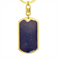 Celestial Galaxy Purple Keychain Stainless Steel or 18k Gold Dog Tag Keyring-Express Your Love Gifts