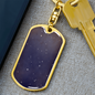 Celestial Galaxy Purple Keychain Stainless Steel or 18k Gold Dog Tag Keyring-Express Your Love Gifts