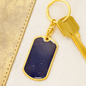 Celestial Galaxy Purple Keychain Stainless Steel or 18k Gold Dog Tag Keyring-Express Your Love Gifts