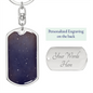 Celestial Galaxy Purple Keychain Stainless Steel or 18k Gold Dog Tag Keyring-Express Your Love Gifts