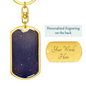 Celestial Galaxy Purple Keychain Stainless Steel or 18k Gold Dog Tag Keyring-Express Your Love Gifts