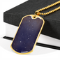 Celestial Galaxy Purple Necklace Stainless Steel or 18k Gold Dog Tag 24" Chain-Express Your Love Gifts