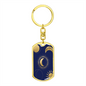 Celestial Half Moon and Sun Keychain Stainless Steel or 18k Gold Dog Tag Keyring-Express Your Love Gifts