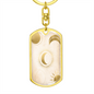 Celestial Half Moon and Sun Light Keychain Stainless Steel or 18k Gold Dog Tag Keyring-Express Your Love Gifts