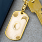Celestial Half Moon and Sun Light Keychain Stainless Steel or 18k Gold Dog Tag Keyring-Express Your Love Gifts