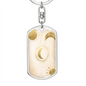 Celestial Half Moon and Sun Light Keychain Stainless Steel or 18k Gold Dog Tag Keyring-Express Your Love Gifts