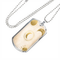 Celestial Half Moon and Sun Light Necklace Stainless Steel or 18k Gold Dog Tag 24" Chain-Express Your Love Gifts