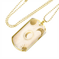 Celestial Half Moon and Sun Light Necklace Stainless Steel or 18k Gold Dog Tag 24" Chain-Express Your Love Gifts