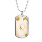 Celestial Half Moon and Sun Light Necklace Stainless Steel or 18k Gold Dog Tag 24" Chain-Express Your Love Gifts