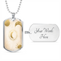 Celestial Half Moon and Sun Light Necklace Stainless Steel or 18k Gold Dog Tag 24" Chain-Express Your Love Gifts
