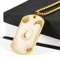 Celestial Half Moon and Sun Light Necklace Stainless Steel or 18k Gold Dog Tag 24" Chain-Express Your Love Gifts