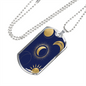 Celestial Half Moon and Sun Necklace Stainless Steel or 18k Gold Dog Tag 24" Chain-Express Your Love Gifts