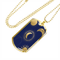 Celestial Half Moon and Sun Necklace Stainless Steel or 18k Gold Dog Tag 24" Chain-Express Your Love Gifts