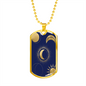 Celestial Half Moon and Sun Necklace Stainless Steel or 18k Gold Dog Tag 24" Chain-Express Your Love Gifts