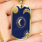 Celestial Half Moon and Sun Necklace Stainless Steel or 18k Gold Dog Tag 24" Chain-Express Your Love Gifts