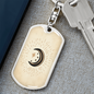 Celestial Half Moon Beige Keychain Stainless Steel or 18k Gold Dog Tag Keyring-Express Your Love Gifts