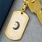 Celestial Half Moon Beige Keychain Stainless Steel or 18k Gold Dog Tag Keyring-Express Your Love Gifts