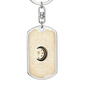 Celestial Half Moon Beige Keychain Stainless Steel or 18k Gold Dog Tag Keyring-Express Your Love Gifts