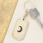 Celestial Half Moon Beige Keychain Stainless Steel or 18k Gold Dog Tag Keyring-Express Your Love Gifts