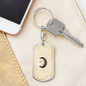 Celestial Half Moon Beige Keychain Stainless Steel or 18k Gold Dog Tag Keyring-Express Your Love Gifts