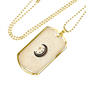 Celestial Half Moon Beige Necklace Stainless Steel or 18k Gold Dog Tag 24" Chain-Express Your Love Gifts