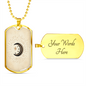 Celestial Half Moon Beige Necklace Stainless Steel or 18k Gold Dog Tag 24" Chain-Express Your Love Gifts