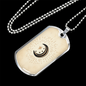 Celestial Half Moon Beige Necklace Stainless Steel or 18k Gold Dog Tag 24" Chain-Express Your Love Gifts