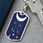 Celestial Half Moon Hanging Stars Keychain Stainless Steel or 18k Gold Dog Tag Keyring-Express Your Love Gifts