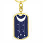 Celestial Half Moon Hanging Stars Keychain Stainless Steel or 18k Gold Dog Tag Keyring-Express Your Love Gifts