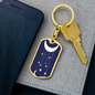 Celestial Half Moon Hanging Stars Keychain Stainless Steel or 18k Gold Dog Tag Keyring-Express Your Love Gifts