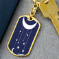 Celestial Half Moon Hanging Stars Keychain Stainless Steel or 18k Gold Dog Tag Keyring-Express Your Love Gifts