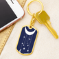 Celestial Half Moon Hanging Stars Keychain Stainless Steel or 18k Gold Dog Tag Keyring-Express Your Love Gifts