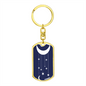 Celestial Half Moon Hanging Stars Keychain Stainless Steel or 18k Gold Dog Tag Keyring-Express Your Love Gifts