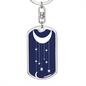 Celestial Half Moon Hanging Stars Keychain Stainless Steel or 18k Gold Dog Tag Keyring-Express Your Love Gifts