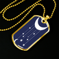 Celestial Half Moon Hanging Stars Necklace Stainless Steel or 18k Gold Dog Tag 24" Chain-Express Your Love Gifts
