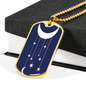 Celestial Half Moon Hanging Stars Necklace Stainless Steel or 18k Gold Dog Tag 24" Chain-Express Your Love Gifts