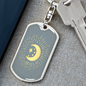 Celestial Half Moon Keychain Stainless Steel or 18k Gold Dog Tag Keyring-Express Your Love Gifts
