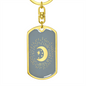 Celestial Half Moon Keychain Stainless Steel or 18k Gold Dog Tag Keyring-Express Your Love Gifts