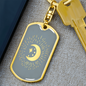 Celestial Half Moon Keychain Stainless Steel or 18k Gold Dog Tag Keyring-Express Your Love Gifts