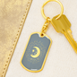 Celestial Half Moon Keychain Stainless Steel or 18k Gold Dog Tag Keyring-Express Your Love Gifts