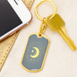 Celestial Half Moon Keychain Stainless Steel or 18k Gold Dog Tag Keyring-Express Your Love Gifts