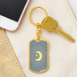 Celestial Half Moon Keychain Stainless Steel or 18k Gold Dog Tag Keyring-Express Your Love Gifts