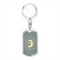 Celestial Half Moon Keychain Stainless Steel or 18k Gold Dog Tag Keyring-Express Your Love Gifts