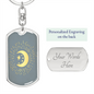 Celestial Half Moon Keychain Stainless Steel or 18k Gold Dog Tag Keyring-Express Your Love Gifts