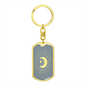 Celestial Half Moon Keychain Stainless Steel or 18k Gold Dog Tag Keyring-Express Your Love Gifts