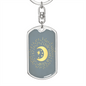 Celestial Half Moon Keychain Stainless Steel or 18k Gold Dog Tag Keyring-Express Your Love Gifts
