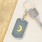 Celestial Half Moon Keychain Stainless Steel or 18k Gold Dog Tag Keyring-Express Your Love Gifts